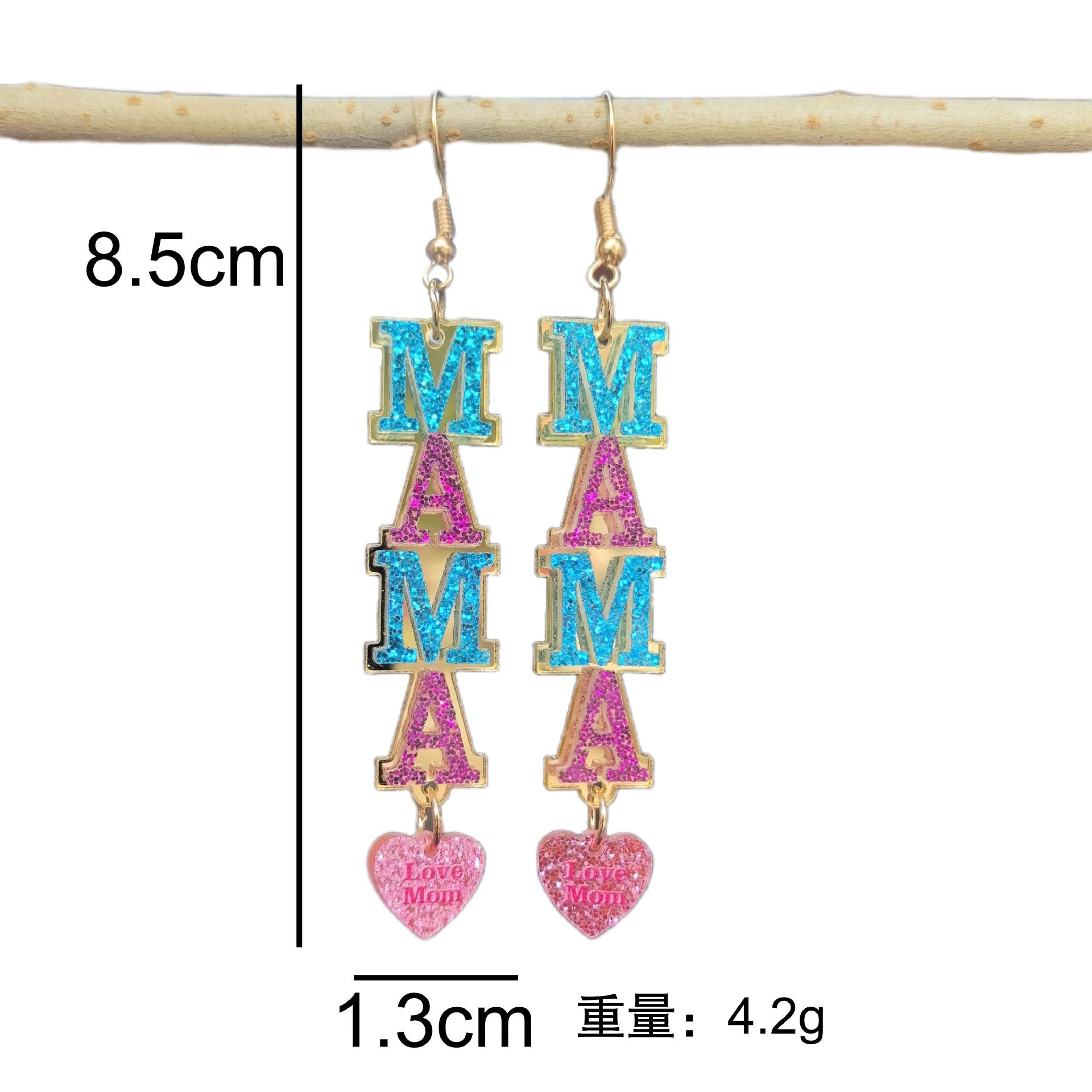 Wholesale  2PCS/Pack Mothers Day Mosaic Acrylic MOM MAMA Letter Love Earrings Holiday Gift Earrings